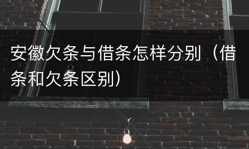 安徽欠条与借条怎样分别（借条和欠条区别）