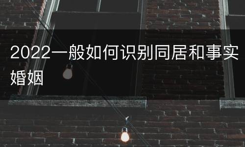 2022一般如何识别同居和事实婚姻