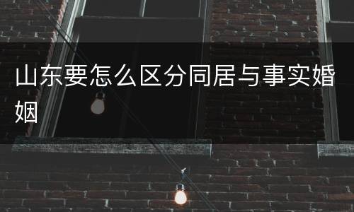 山东要怎么区分同居与事实婚姻