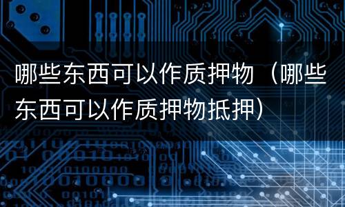 哪些东西可以作质押物（哪些东西可以作质押物抵押）