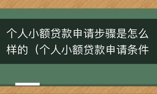 个人小额贷款申请步骤是怎么样的（个人小额贷款申请条件）