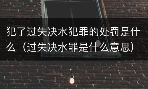 犯了过失决水犯罪的处罚是什么（过失决水罪是什么意思）