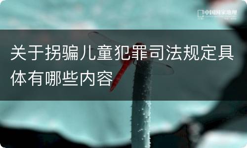 关于拐骗儿童犯罪司法规定具体有哪些内容