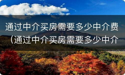 通过中介买房需要多少中介费（通过中介买房需要多少中介费呢）