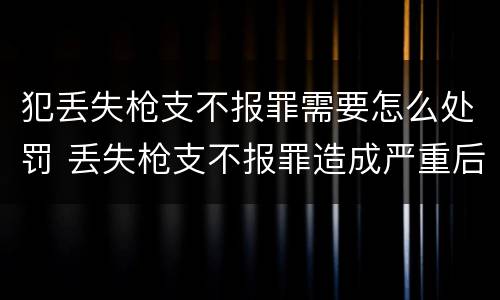 犯丢失枪支不报罪需要怎么处罚 丢失枪支不报罪造成严重后果