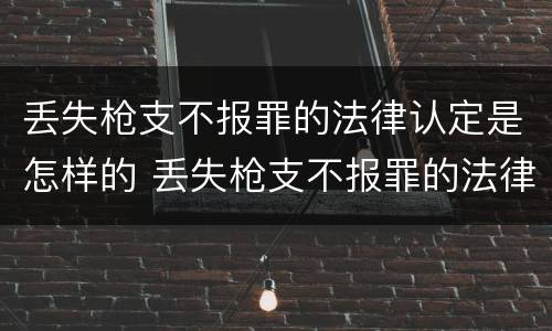 丢失枪支不报罪的法律认定是怎样的 丢失枪支不报罪的法律认定是怎样的标准