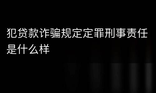 犯贷款诈骗规定定罪刑事责任是什么样