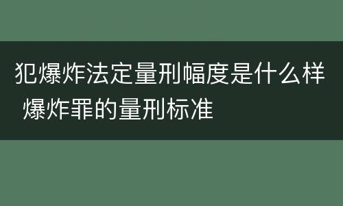 犯爆炸法定量刑幅度是什么样 爆炸罪的量刑标准