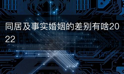 同居及事实婚姻的差别有啥2022
