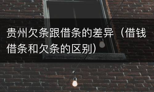 贵州欠条跟借条的差异（借钱借条和欠条的区别）