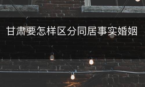 甘肃要怎样区分同居事实婚姻