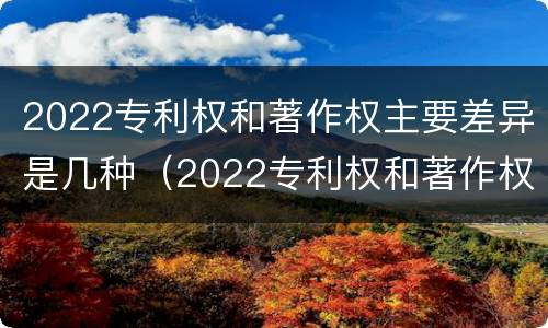2022专利权和著作权主要差异是几种（2022专利权和著作权主要差异是几种类型）