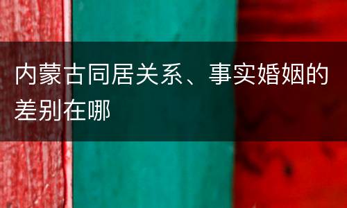 内蒙古同居关系、事实婚姻的差别在哪