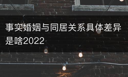 事实婚姻与同居关系具体差异是啥2022
