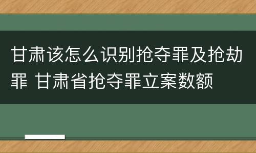 甘肃该怎么识别抢夺罪及抢劫罪 甘肃省抢夺罪立案数额
