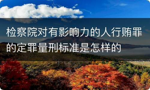检察院对有影响力的人行贿罪的定罪量刑标准是怎样的