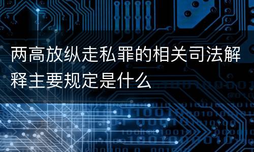 两高放纵走私罪的相关司法解释主要规定是什么
