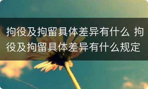 拘役及拘留具体差异有什么 拘役及拘留具体差异有什么规定