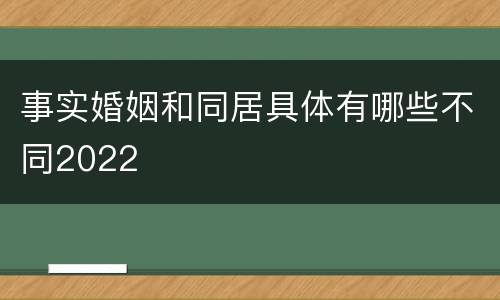 事实婚姻和同居具体有哪些不同2022