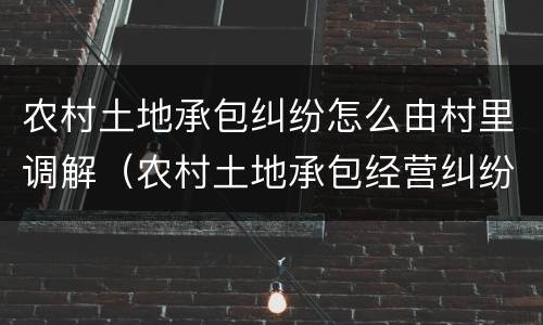 农村土地承包纠纷怎么由村里调解（农村土地承包经营纠纷调处方式有哪些）