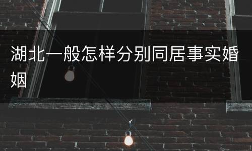 湖北一般怎样分别同居事实婚姻