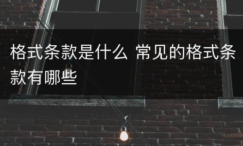 格式条款是什么 常见的格式条款有哪些