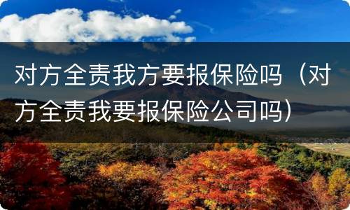 对方全责我方要报保险吗（对方全责我要报保险公司吗）
