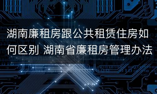 湖南廉租房跟公共租赁住房如何区别 湖南省廉租房管理办法