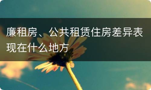 廉租房、公共租赁住房差异表现在什么地方