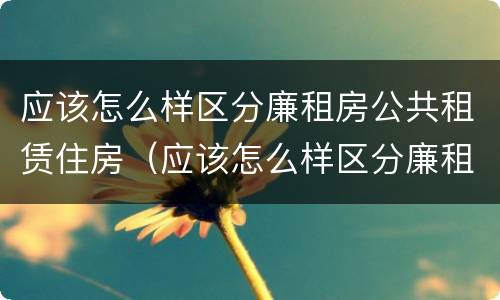 应该怎么样区分廉租房公共租赁住房（应该怎么样区分廉租房公共租赁住房和住宅）