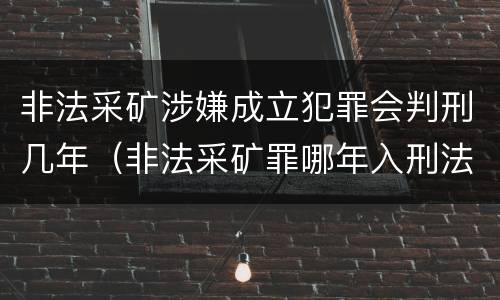 非法采矿涉嫌成立犯罪会判刑几年（非法采矿罪哪年入刑法）