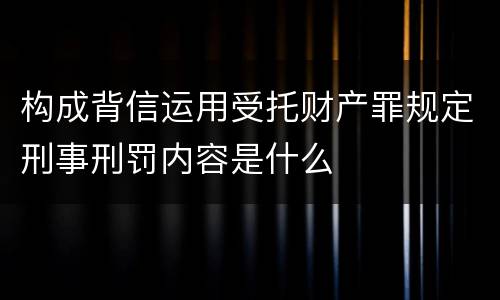 构成背信运用受托财产罪规定刑事刑罚内容是什么