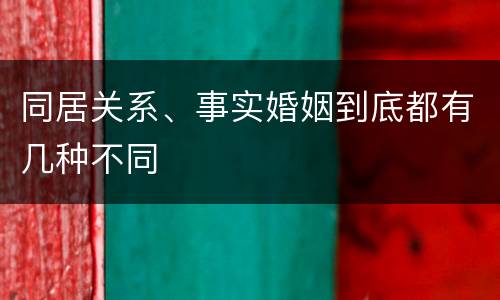 同居关系、事实婚姻到底都有几种不同