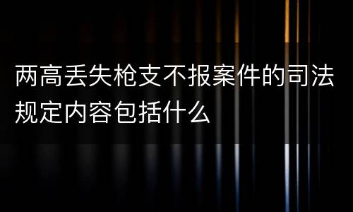 两高丢失枪支不报案件的司法规定内容包括什么