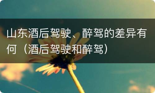 山东酒后驾驶、醉驾的差异有何（酒后驾驶和醉驾）