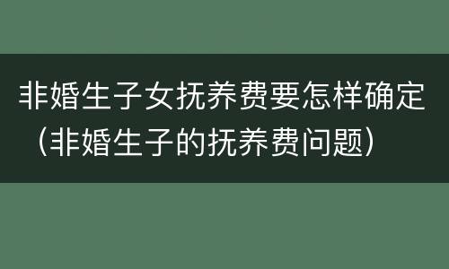 非婚生子女抚养费要怎样确定（非婚生子的抚养费问题）
