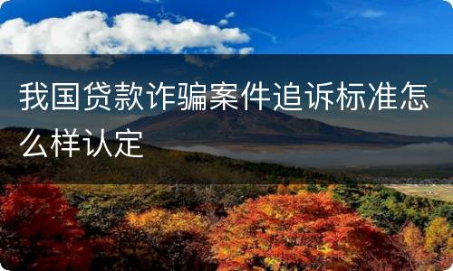 我国贷款诈骗案件追诉标准怎么样认定