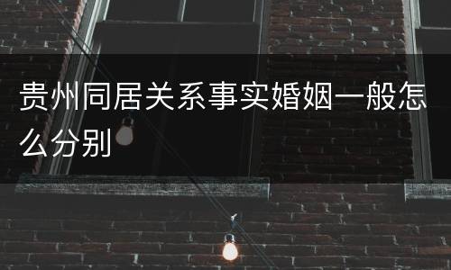 贵州同居关系事实婚姻一般怎么分别