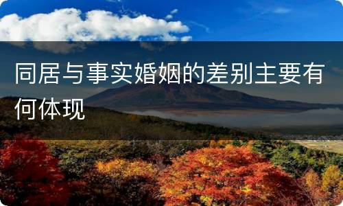 同居与事实婚姻的差别主要有何体现