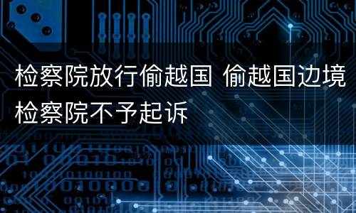 检察院放行偷越国 偷越国边境检察院不予起诉