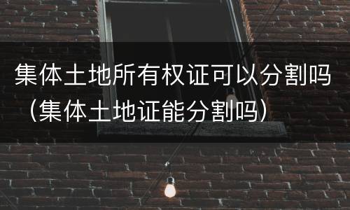 集体土地所有权证可以分割吗（集体土地证能分割吗）