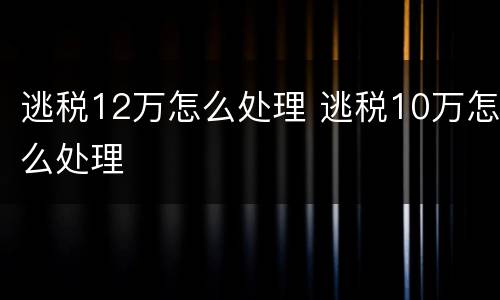 逃税12万怎么处理 逃税10万怎么处理
