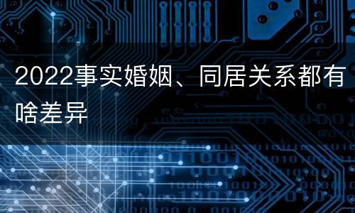 2022事实婚姻、同居关系都有啥差异