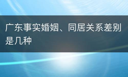 广东事实婚姻、同居关系差别是几种