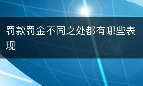 罚款罚金不同之处都有哪些表现