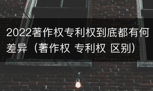 2022著作权专利权到底都有何差异（著作权 专利权 区别）