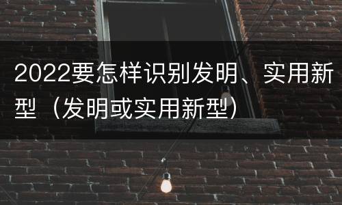 2022要怎样识别发明、实用新型（发明或实用新型）