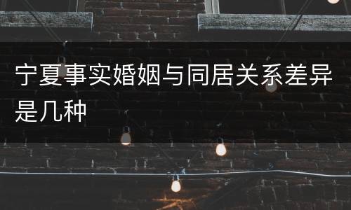 宁夏事实婚姻与同居关系差异是几种