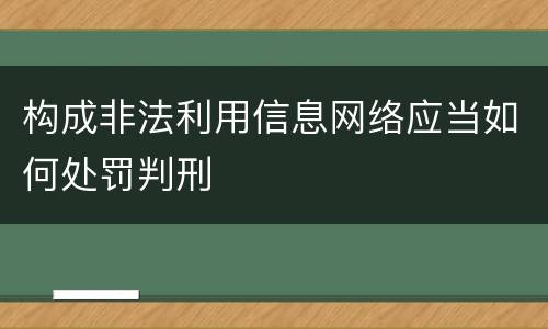 构成非法利用信息网络应当如何处罚判刑
