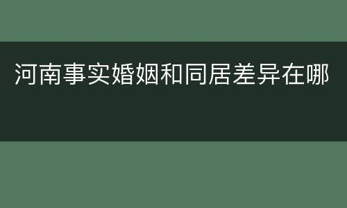 河南事实婚姻和同居差异在哪